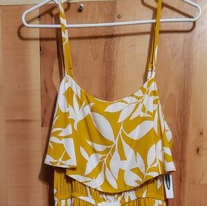 Old Navy Medium Gold Maxi Sundress Waist Defining Spag Straps